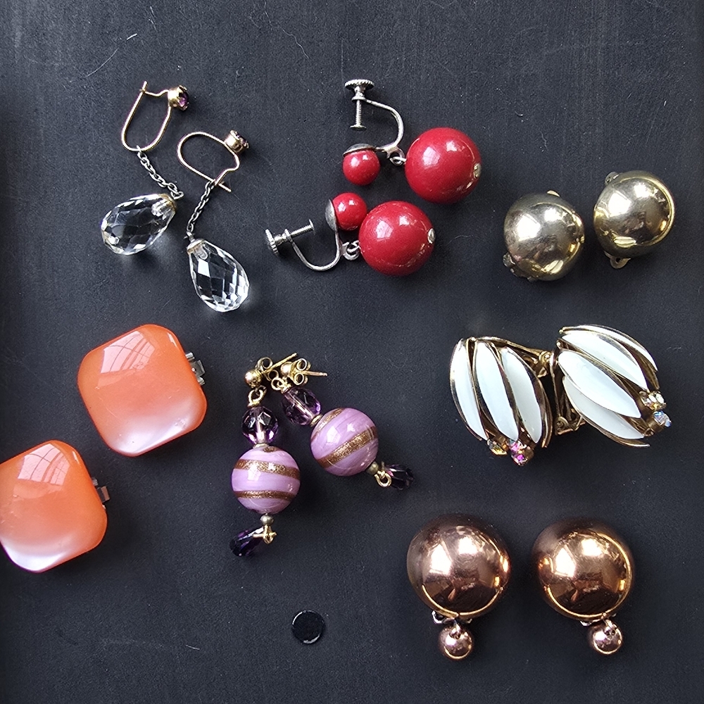 Elegant Gold and White Clip-On Earrings